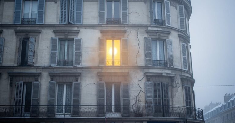 Immeuble ancien aux fenêtres mal isolées en hiver, illustration des passoires thermiques